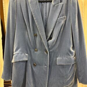 Lafayette 148 New York Velvet Blazer in Soft Blue